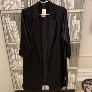 Forever 21 Open Front Satin Longline Jacket Coat M